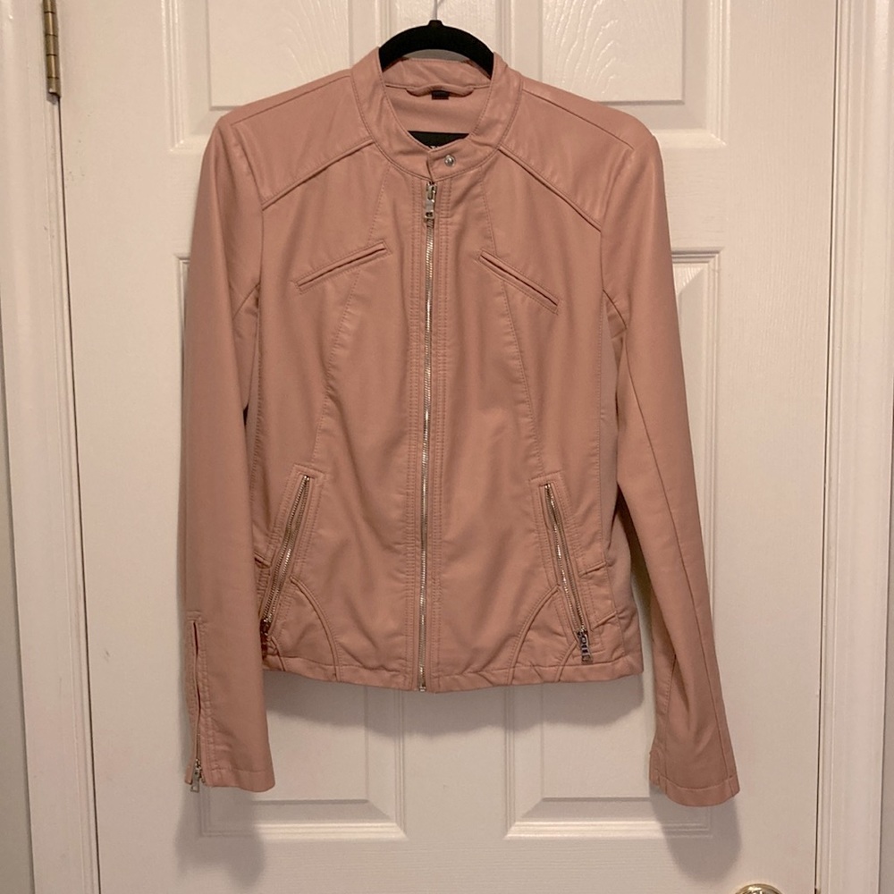 Blush pink faux leather jacket